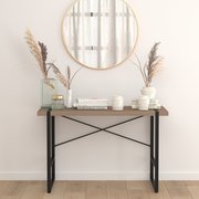 Flash Furniture Rectangle Console Table, Black, Metal Frame, 47.25" W, 23.75" L, 30" H, Laminate Top, Wood Grain NAN-JN-21738-GG